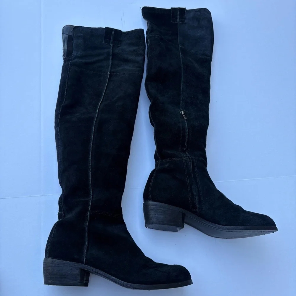 SAM EDELMAN johanna‎ over the knee tall boots suede black size 7 riding leather